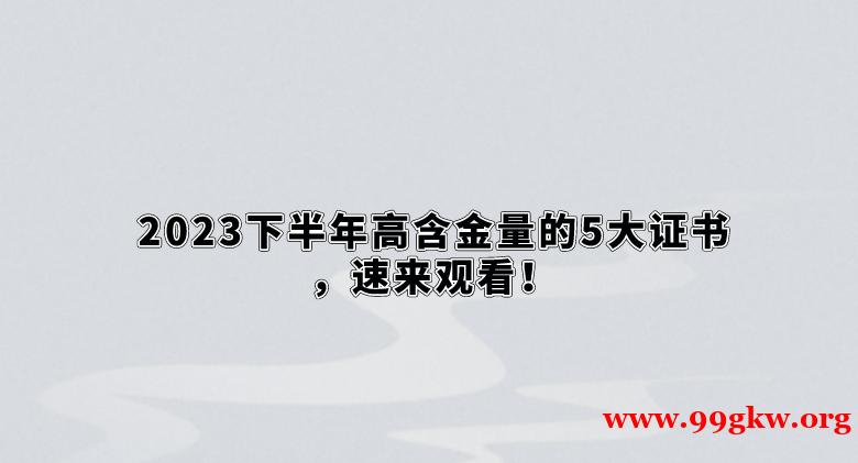 2023下半年高含金量的5大证书，速来观看！