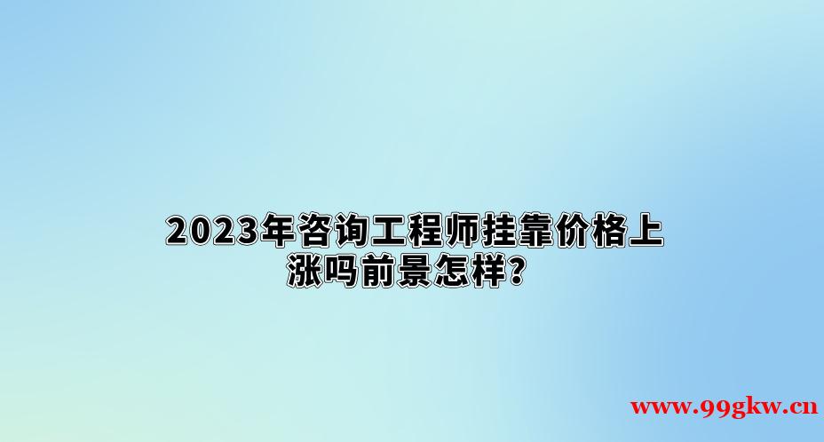 2023年咨询工程师挂靠价格上涨吗前景怎样？